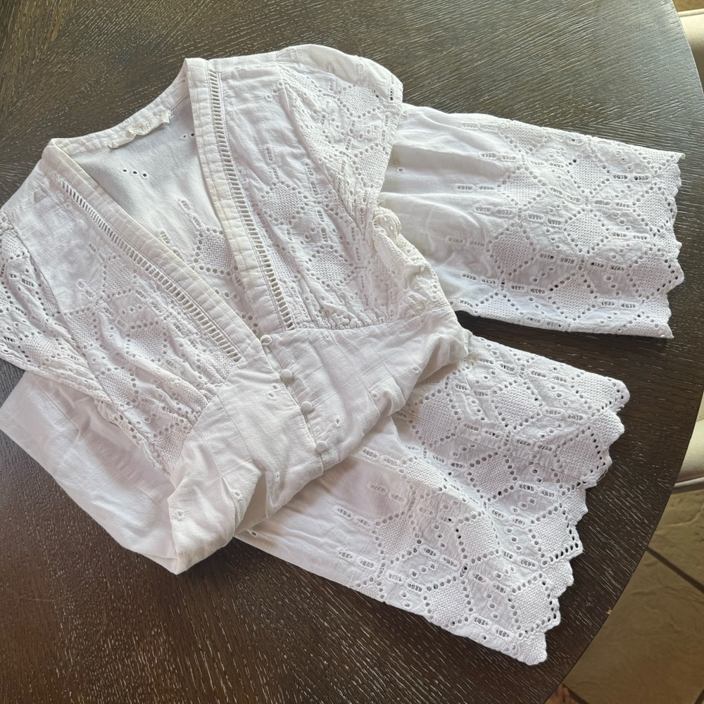 ASTR White Eyelet Jumpsuit